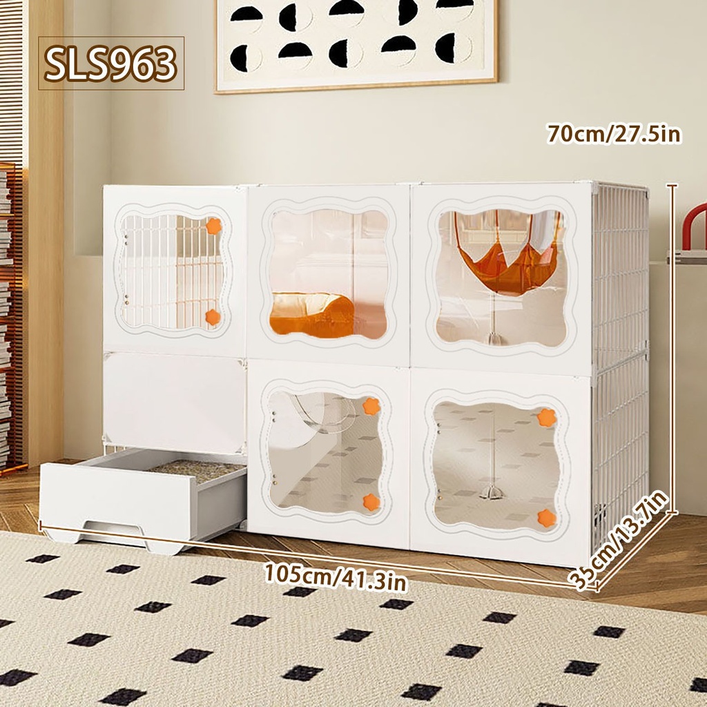 Cat Cage with Integrated Litter Box 5