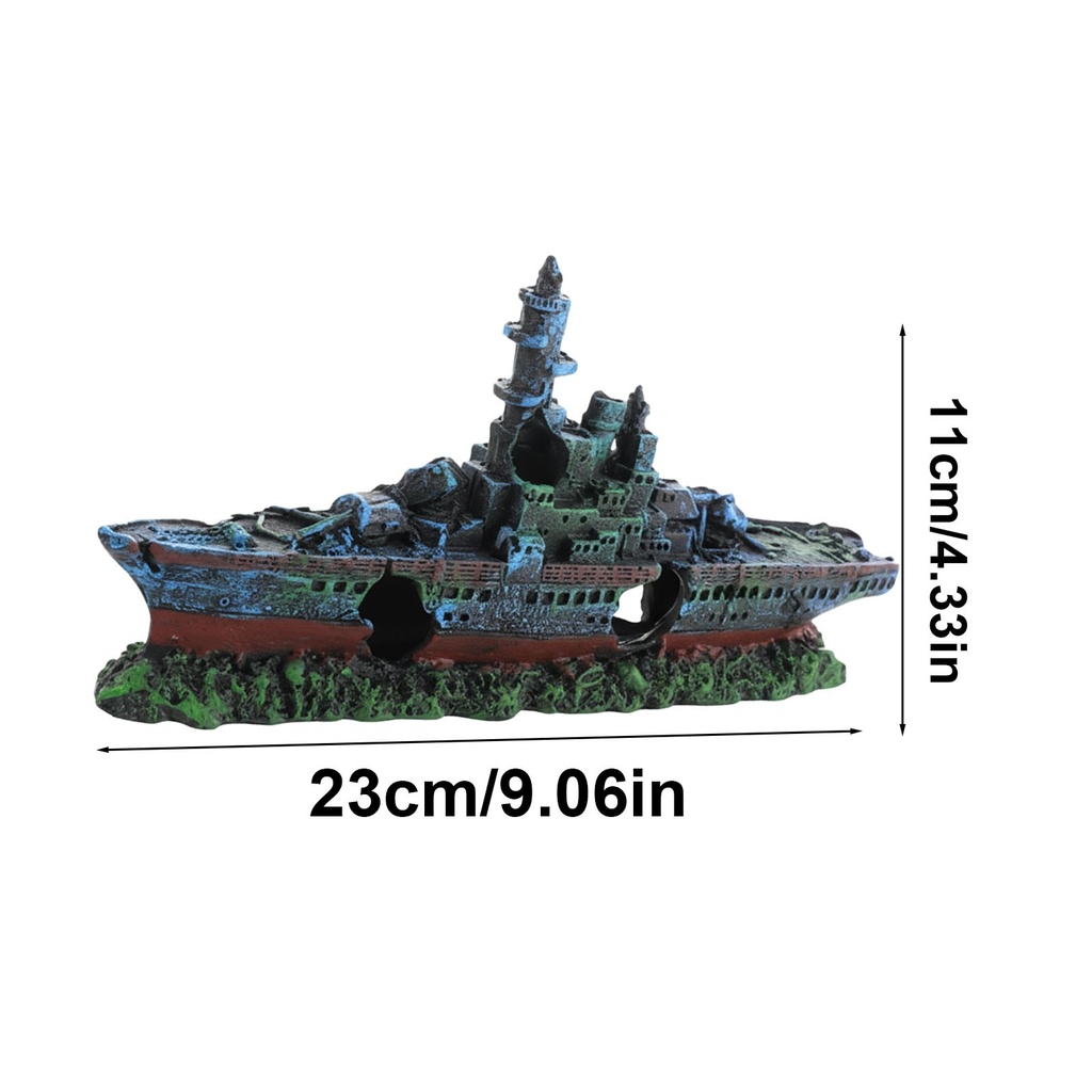 Aquarium Decoration Shipwreck Landscape with Textured Rock D 2