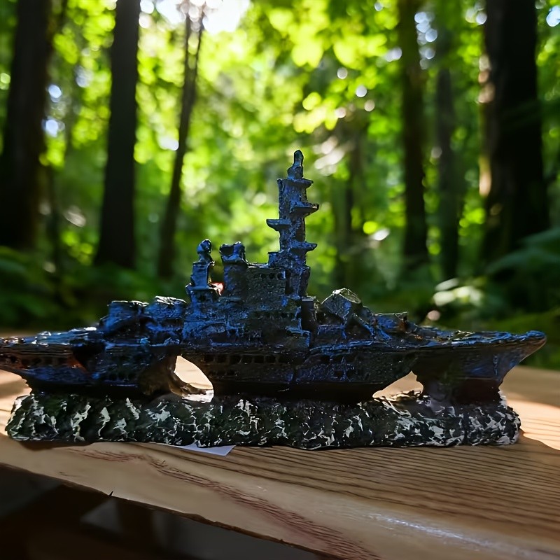 Aquarium Decoration Shipwreck Landscape with Textured Rock D 6