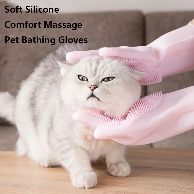 Pet Grooming Cleaning Gloves Dog Cat Bathing Shampoo Glove S 5