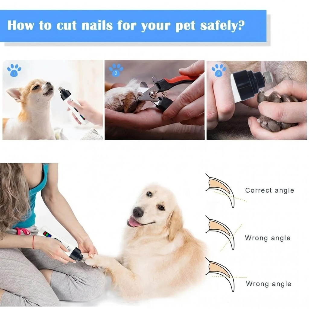 Dog Nail Grinders Painless USB Charging Rechargeable Pet Nai 3