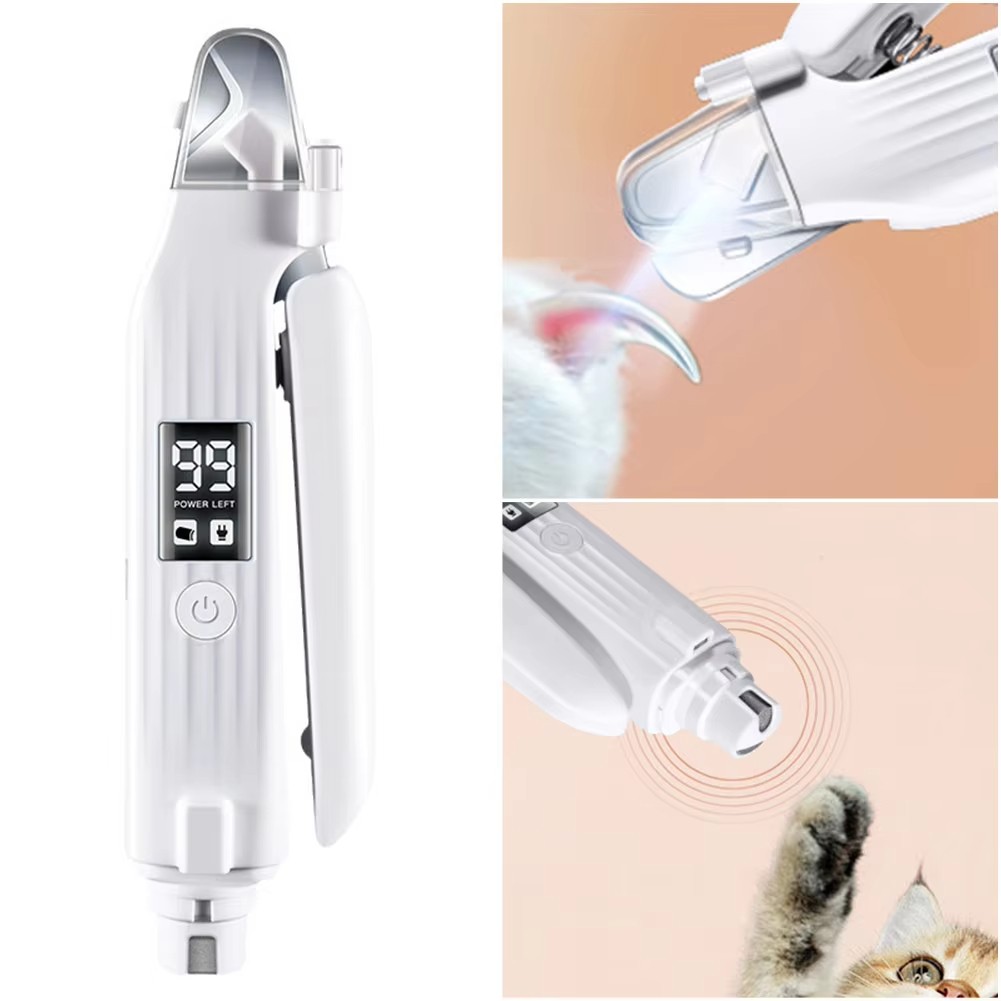 2 in 1 Electric Pet Nail Trimmer with LED Lights Pet Nail Gr 3