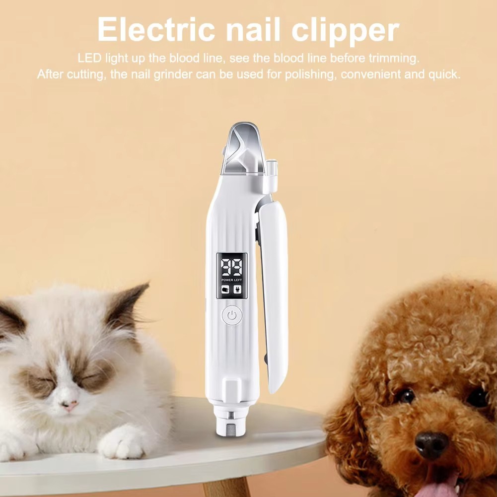 2 in 1 Electric Pet Nail Trimmer with LED Lights Pet Nail Gr 5