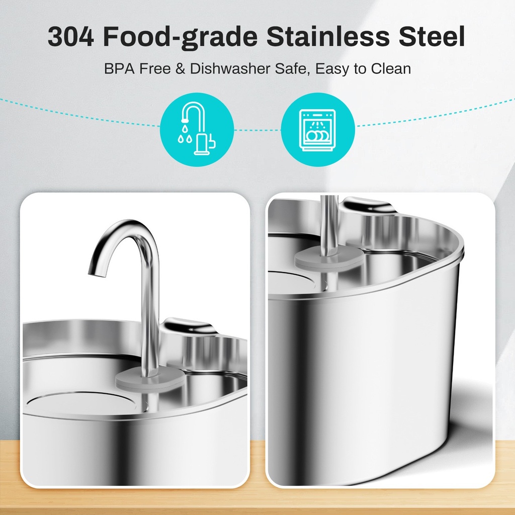Stainless Steel Cat Water Fountain 3