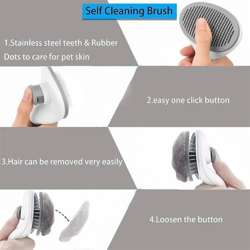 Pet Dog Brush Cat Comb Self Cleaning Pet Hair Remover Brush 6