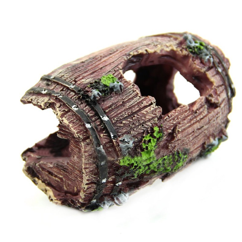 Resin Aquarium Ornaments Decorations Artificial Barrel Cave 2