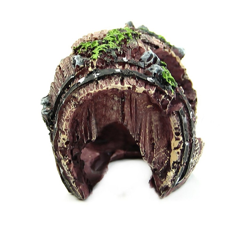 Resin Aquarium Ornaments Decorations Artificial Barrel Cave 4