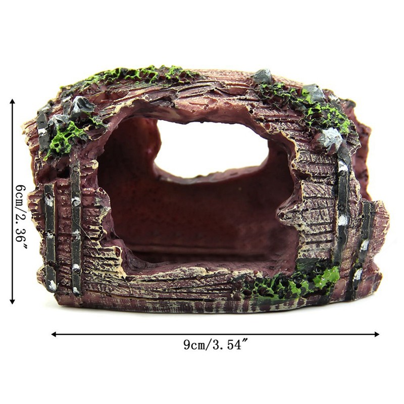 Resin Aquarium Ornaments Decorations Artificial Barrel Cave 6