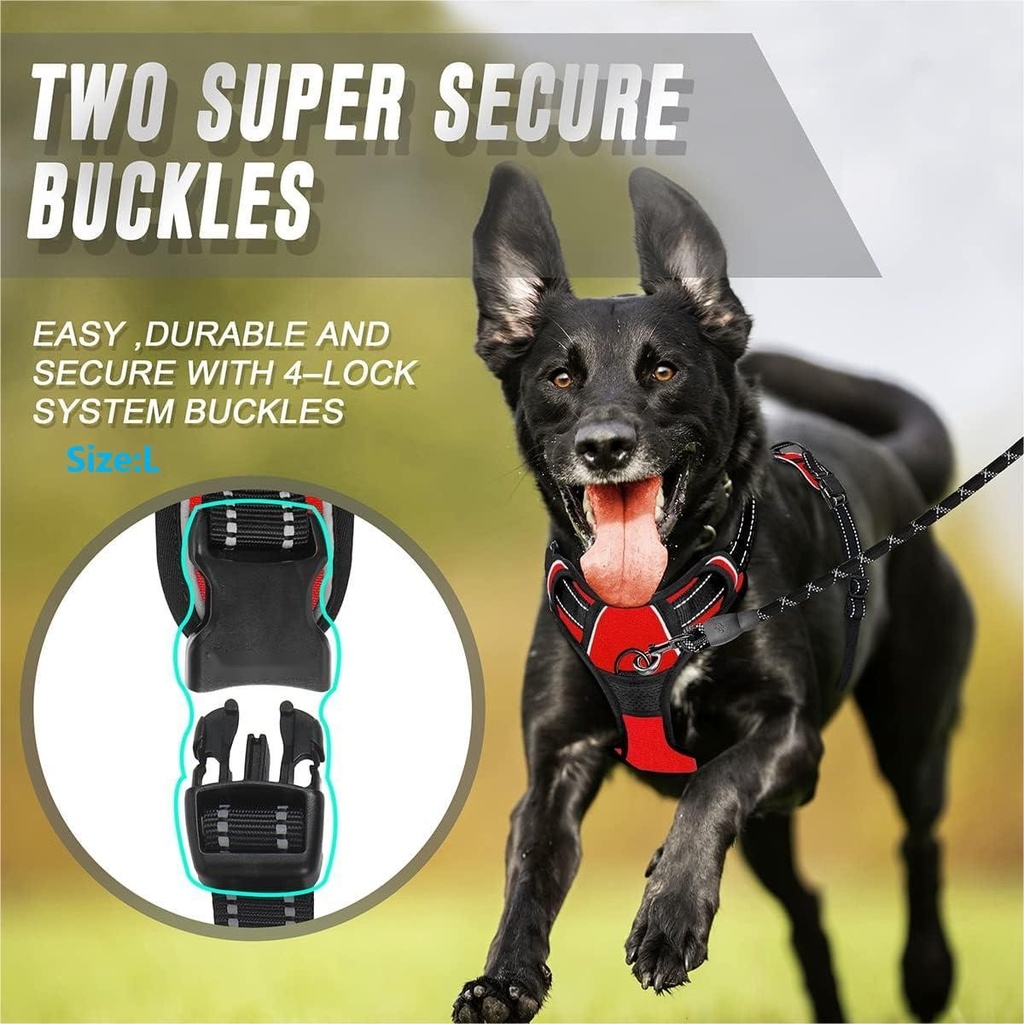 Adjustable No Pull Dog Harness Front Clip Reflective Comfort 6
