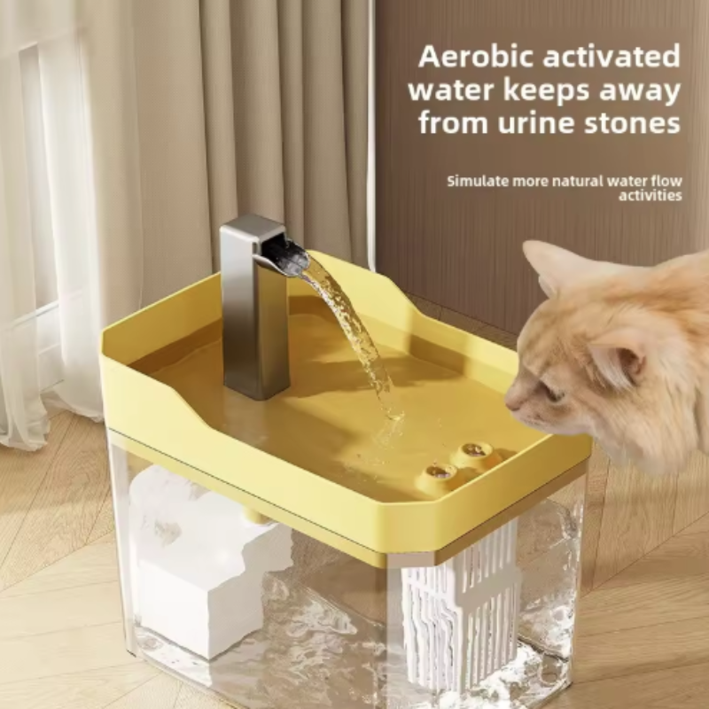 Cat Water Fountain with Auto Filter Transparent Anti-Dry Bur 2