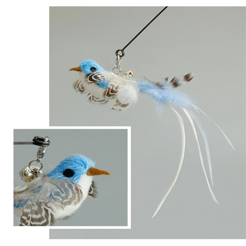 Funny Bird Feather Cat Wand With Bell Accessories Interactiv 5