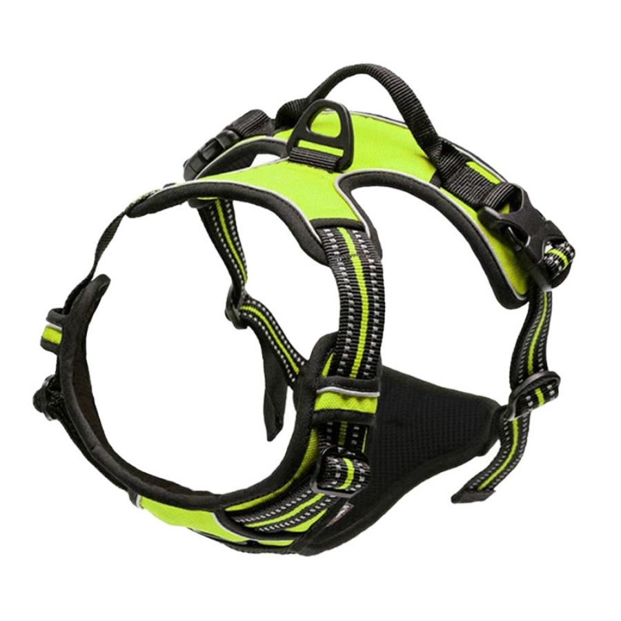 Adjustable No Pull Dog Harness Front Clip Reflective Comfortable (Green, M)
