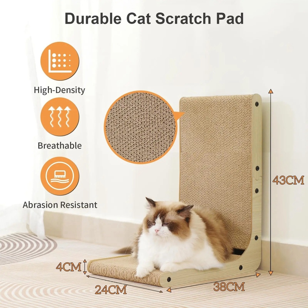Grattoir pour chats en carton, grand/petit, en forme de L, résistant (Medium)