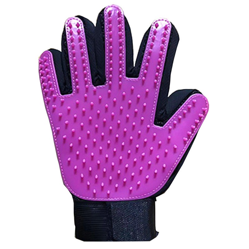 1PC Cat Glove Cat Grooming Glove Pet Brush Glove (right Purple)