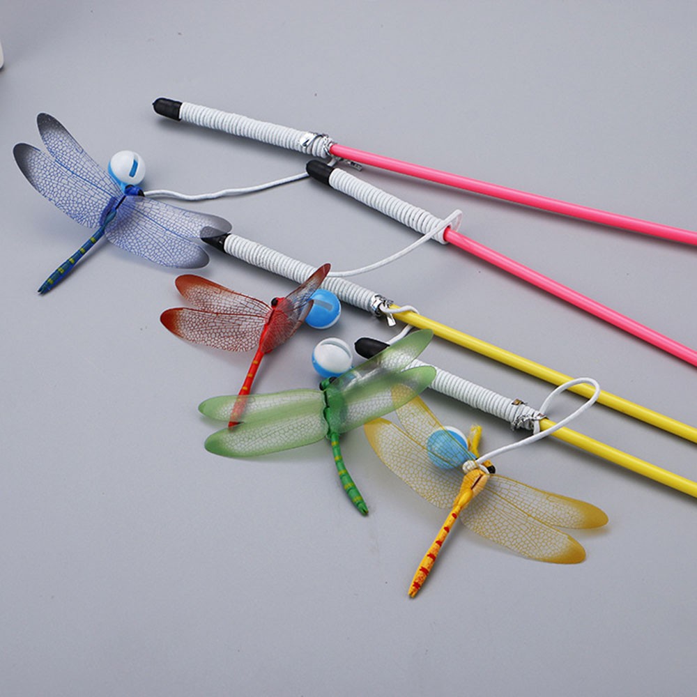 Cat Toy: Short Rod Dragonfly Teaser Wand - Interactive Cat
