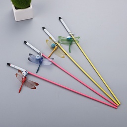 Cat Toy: Short Rod Dragonfly Teaser Wand - Interactive Cat